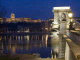 Chain Bridge Over the River Danube, Embankment Buildings, Budapest, Hungary, Europe Photographic Print by Chris Kober