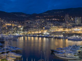 Waterfront at Night, Monte Carlo, Principality of Monaco, Cote d'Azur, Mediterranean, Europe Photographic Print by Sergio Pitamitz