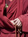 Close Up of a Buddhist Monk's Hands with Prayer Beads, Qinghai, China Photographic Print by David Evans