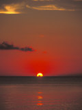 Red Orange Sunset on Horizon of Caribbean Sky, Photographic Print