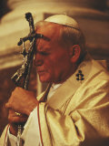 Pope John Paul II Prays with a Bishop's Crosier Pressed to his Brow, Photographic Print
