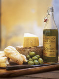 Still Life with Bread, Parmesan, Olives and Olive Oil Photographic Print by David Loftus