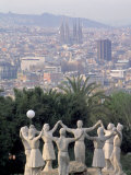 Sculpture with Barcelona in Background, Spain Photographic Print by David Marshall