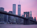Brooklyn Bridge, Twin Towers, NYC, NY Photographic Print by Barry Winiker