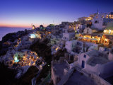 Santorini at Night, Greece Photographic Print by Walter Bibikow