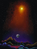 Moonscape, Rising Earth and Glowing Sun Photographie par Ron Russell