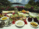 A Table Spread with Fruit and Seafood Prepared in the Local Creole Way Photographic Print by Bill Curtsinger