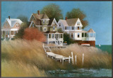 Cottages by the Sea Framed Canvas Print by Albert Swayhoover