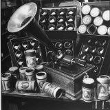 Phonograph Invented by Thomas A. Edison Sitting on Table with Boxes of Cylindrical Records Photographic Print by Walter Sanders