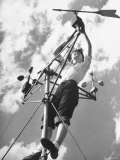 Female Engineering Cadet Adjusting Wind Director Indicator at Rensselaer Polytechnic Institute Photographic Print by Walter Sanders
