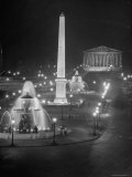 Lights Water Fountains Surrounding the Place de La Concirde Chamber of Deputies Photographic Print by Dmitri Kessel