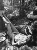Couple Enjoying Leisurely Chat at Picnic Photographic Print by Lisa Larsen