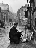 Young Artist Paints Sacre Coeur from the Ancient Rue Narvins Photographic Print by Ed Clark