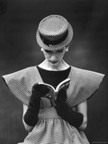 Woman Wearing Wide Shoulder Fashion Look Photographic Print by Nina Leen
