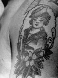 Tattoo Being Displayed on Arm of a US Sailor Photographic Print by Carl Mydans