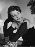 Model Wearing the Longest Gloves Designed by Hattie Carnegie Which Almost Cover the Shoulders Photographic Print by Nina Leen