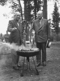 President Dwight D. Eisenhower Cooking Steaks with Former President Herbert C. Hoover Photographic Print by Walter Sanders