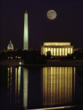 Moonrise over the Lincoln Memorial Photographic Print by Richard Nowitz
