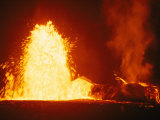 Mauna Loa Volcano Erupting at Night Photographic Print by Bill Curtsinger