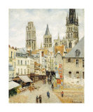 Rue de l'Epicerie in Rouen on a Gray Morning Estampe par Camille Pissarro