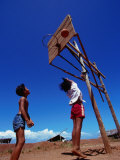 Children Playing Basketball at Honda Bay, Puerto Princesa, Philippines Photographic Print by Tom Cockrem