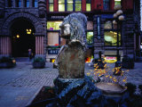 Water Fountain and Bust of Chief Seattle in Pioneer Place Park, Seattle, Washington, USA Photographic Print by Lawrence Worcester