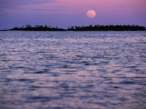 Full Moon at Sunset, Cook Islands Photographic Print by Peter Hendrie