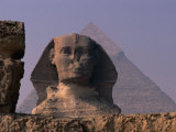 Sphinx with Pyramid in Background, Giza, Egypt Photographic Print by Chris Mellor