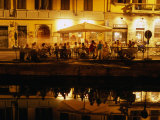 Restaurant along Canal Naviglio Grande, Milan, Italy Photographic Print by Martin Moos