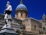 Statue and Palermo Cathedral, Palermo, Sicily, Italy Photographic Print by Dallas Stribley
