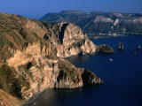 Coastline from Village Quattroochi and Island Vulcano in Background,Sicily, Italy Photographic Print by Dallas Stribley