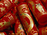 Red Decorative New Year's Fire Crackers, China Photographic Print by Frank Carter