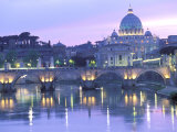 St. Peter's and Ponte Sant Angelo, The Vatican, Rome, Italy Photographic Print by Walter Bibikow