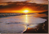 Sunset on the Seashore Stretched Canvas Print by Michael Busselle