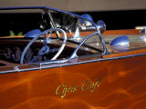Chris Craft Classic Wooden Powerboat, Seattle Maritime Museum, Lake Union, Washington, USA Photographic Print by William Sutton