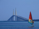 Sunshine Skyway and Windsurfer, Tampa Bay, Florida, USA Photographic Print by Nik Wheeler