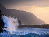 Surf Pounding Against Na Pali Coastal Cliffs at Dawn, United States of America Photographic Print by Philip Smith