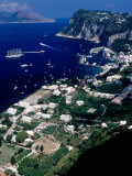 Capri Town, Port and Mt. Tiberio with Mainland in Distance, Capri, Italy Photographic Print by Dallas Stribley