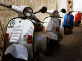 Vespas Parked in Narrow Street, Italy Photographic Print by Dallas Stribley