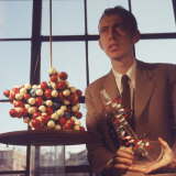 Pioneer Geneticist Biologist James Watson with Molecular Model of DNA Premium-Fotodruck von Andreas Feininger