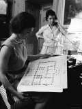 First Lady Jacqueline Kennedy Looking over Blueprints While Continuing to Redecorate White House Photographic Print by Ed Clark