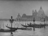 Moored Gondolas in Grand Canal by Flooded Piazza San Marco with Santa Maria Della Salute Church Photographic Print by Dmitri Kessel