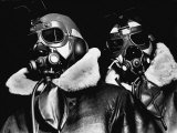 Pilots of American Bomber Command Wearing High Altitude Clothes, Oxygen Masks and Flight Goggles Photographic Print by Margaret Bourke-White