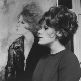 Actress, Tammy Grimes, Posing in Front of Portrait by Rene Bouche Premium Photographic Print by Dmitri Kessel