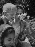 Blind School Children During an Outing in Brooklyn Botanical Gardens of Fragrance Photographic Print by Lisa Larsen