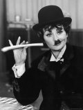 Comedien/Actress Lucille Ball imitating Charlie Chaplin on her New Year's TV show Premium Photographic Print by Ralph Crane