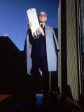 Architect Philip Johnson Holding a Model of the AT&T Building He Designed, Photographic Print