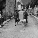 Author Gertrude Stein Walking with Alice B. Toklas and Their Dog Premium Photographic Print by Carl Mydans