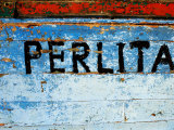 Detail of Painted Side of Fishing Boat Called "Little Pearl", Paracas, Peru Photographic Print by Jeffrey Becom