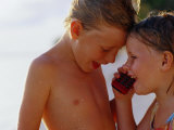 Children Talking on Mobile Phone, Cook Islands Photographic Print by Philip & Karen Smith